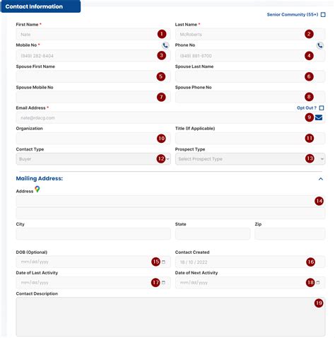 Contact Field Reference Homequest