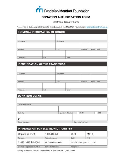 Fillable Online DONATION AUTHORIZATION FORM Montfort Hospital Fax