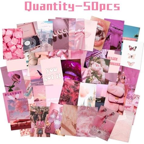 Wall Decor 5pcs Pink Aesthetic Picture For Wall Collage 50 Set 4x6