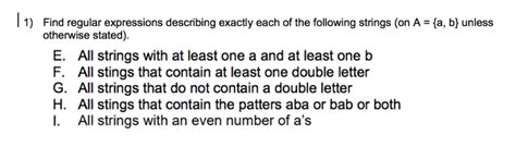 Solved 1 Find Regular Expressions Describing Exactly Each