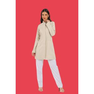 Jaleco Feminino Gola Padre Nude Bege Boutique Dos Jalecos