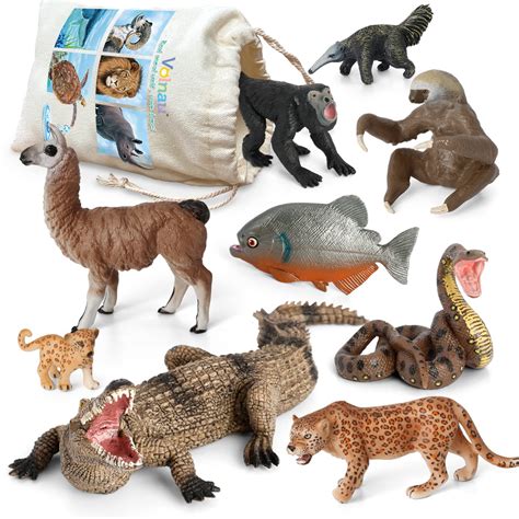 Buy Volnau Jungle Animal Figurines Toys 9PCS South America Figures for ...