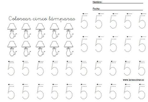 Lectoescritura Es Fichas De N Meros Ficha Del N Mero Cinco Ficha