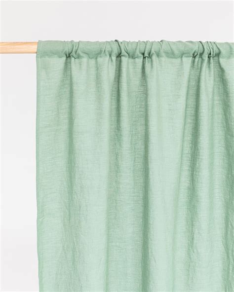 Rod Pocket Linen Curtain Panel In Matcha Green Magiclinen Magiclinen