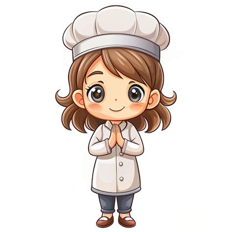 Premium Photo Cute Bakery Chef Girl Thank You Cartoon Art Illustration