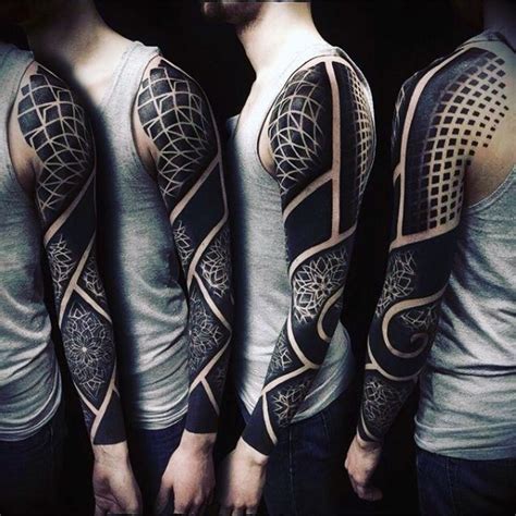 Big Black Ink Tribal Various Ornaments Tattoo On Sleeve Tattooimagesbiz