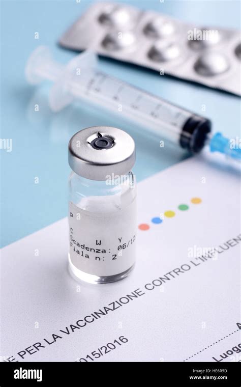 Flu Vaccine Vial And Syringe On The Table Stock Photo Alamy