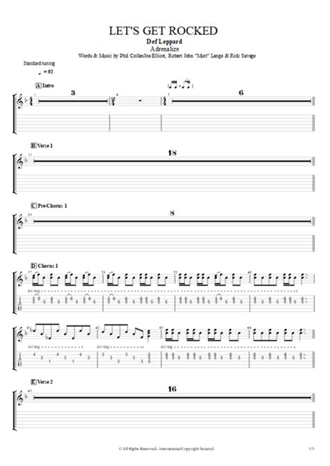 Lets Get Rocked Tab By Def Leppard Guitar Pro Full Score Mysongbook