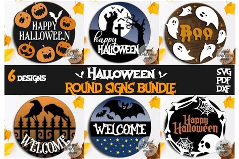 Halloween Round Signs SVG Bundle Halloween Door Hangers