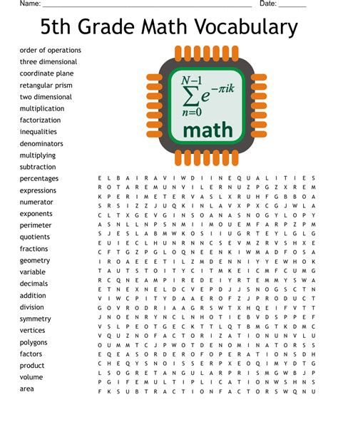 Th Grade Math Vocabulary Week Word Search Wordmint