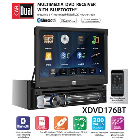 Dual Electronics Xdvd176bt 7 Inch Led Backlit Lcd Multimedia Retractable And Detachable Touch