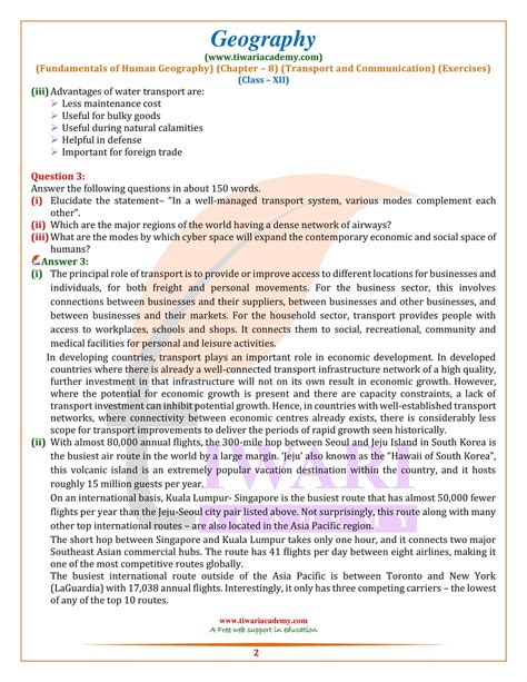 Ncert Solutions Class Geography Chapter Transport Communication