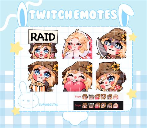 Cute Twitch Emote Bundle Pack Scarecrow Kate Emote Blonde USA Girl Emote Blonde Blue Eyes