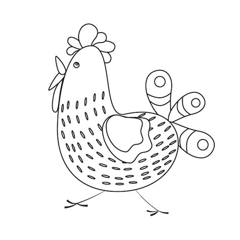 Un Oiseau Un Poulet Dr Le Avec Un Ornement Sur La Queue Dessin Au Trait