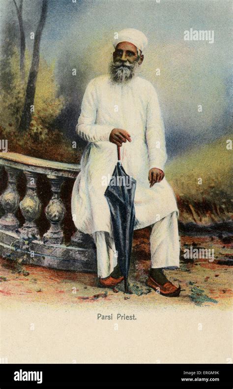 Parsi Priest British India Colorized Photo Early 20th Century The