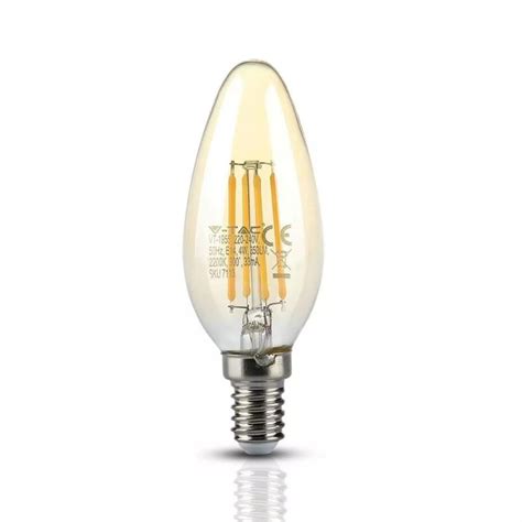 Żarówka LED V TAC 4W Filament E14 Świeczka Bursztyn VT 1955 2200K 350lm