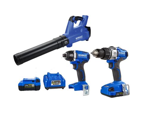 Kobalt Xtr 3 Tool 24 Volt Max Brushless Power Tool Combo Kit With Hard Case 2 Batteries Included