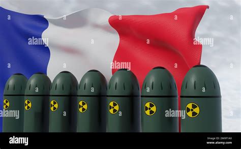 Nuclear missiles and France flag in background. Missiles with warheads ...