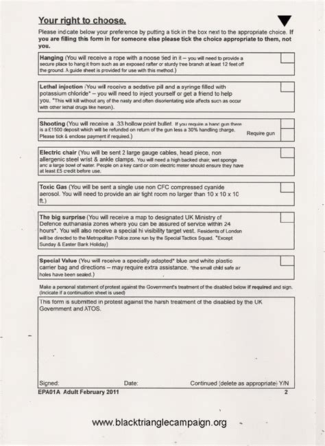 DWP Disability Euthanasia Assistance Application Form 2 – Black ...