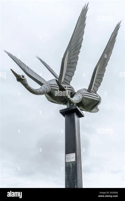 Swans In Flight Metal Sculpture By Walenty Pytel Riverside Park Ross