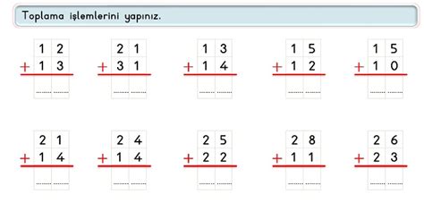 S N F Matematik Toplama Lemi Eldesiz Toplama Etkinli I Meb Ders