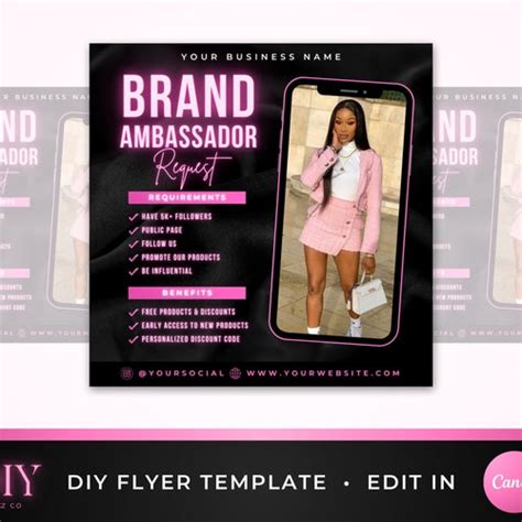 Brand Ambassador Flyer Diy Flyer Template Design Social Etsy