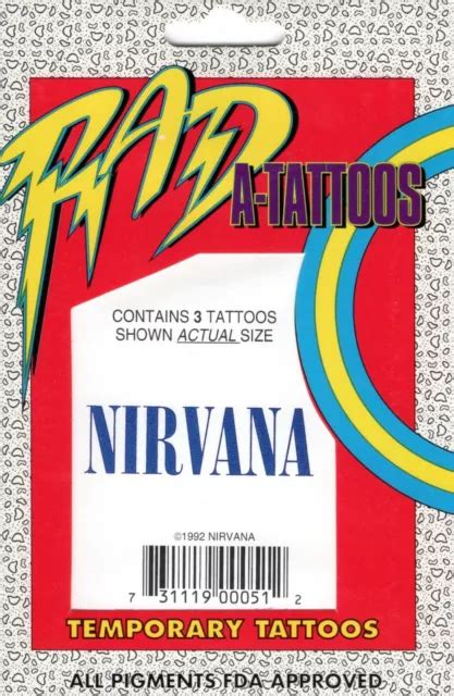 Nirvana Rad Temporary Tattoos Kurt Cobain Dave Grohl