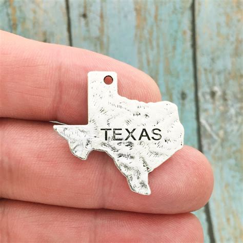 Texas State Charm In Antique Silver Pewter Medium State Charm