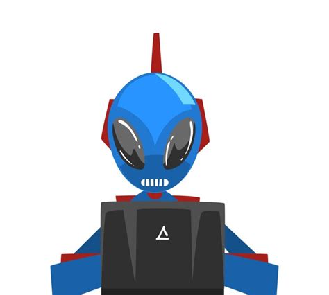 Premium Vector Alien Sitting In Front Of Computer Robot Android