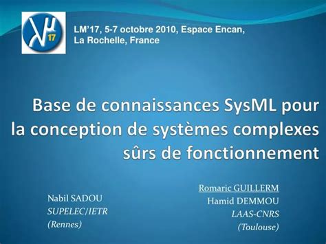 Ppt Base De Connaissances Sysml Pour La Conception De Syst Mes