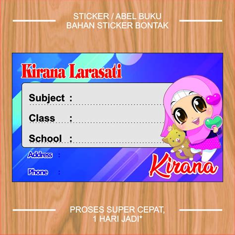 Jual Sticker Buku Label Buku Pelajaran Sekolah Label Nama Buku Sekolah Label Buku Pribadi