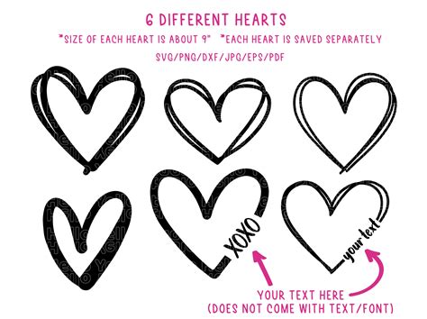 Heart Svg Bundle Heart Svg Hand Drawn Heart Svg Open Heart Etsy