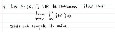 Solved Let F [0 1]→r ﻿be Continuous Show