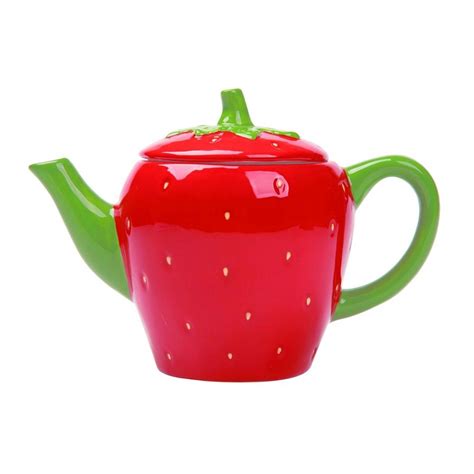 Transpac Ceramic 7 25 In Red Spring Strawberry Tea Pot Tea Pots