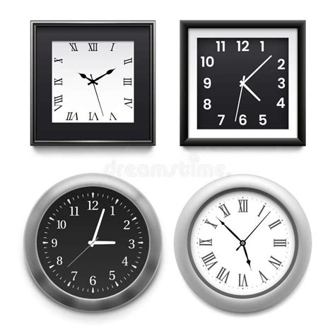 Realistic Wall Clocks Modern Round And Square Silver Office Or Home