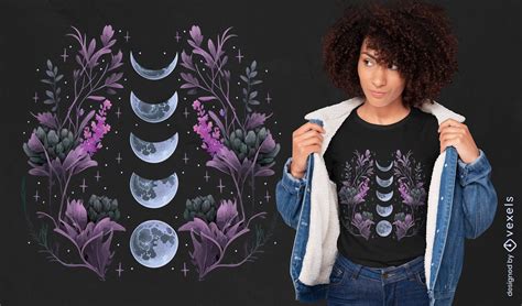 Dark Moon Phases T-shirt Design Vector Download