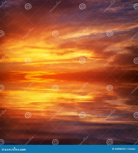 Fiery Orange Sunset Sky Stock Image Image Of Gold Meteorology 64008235