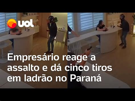 Ladrão anuncia assalto em loja e empresário reage 5 tiros veja