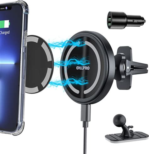 OHLPRO For Magsafe Car Mount Charger Magnetic Wireless Car Charging