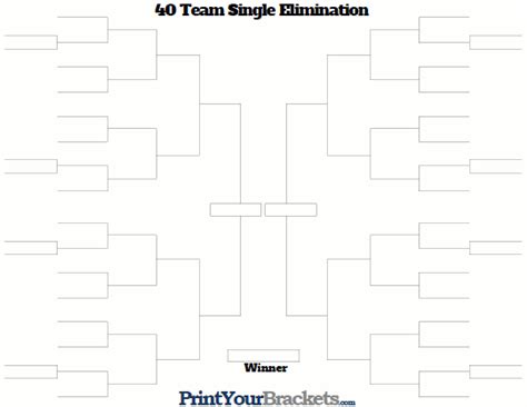 40 Team Single Elimination Printable Tournament Bracket