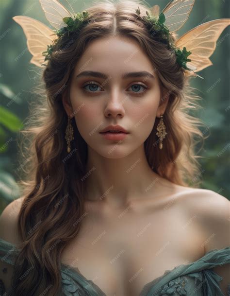 Premium Photo Portrait Of Surreal Mythological Being With Fairy Core
