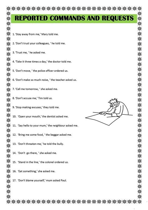 Reported Commands And Requests English Esl Worksheets For Distance