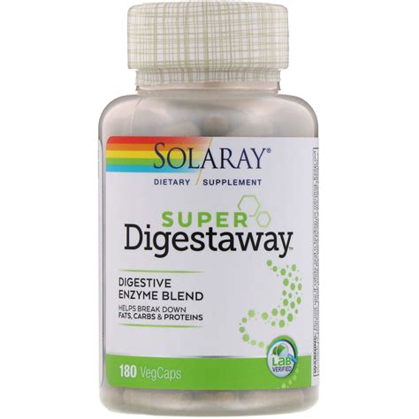 Solaray, Super Digestaway, Digestive Enzyme Blend, 180 VegCaps | Allnatural