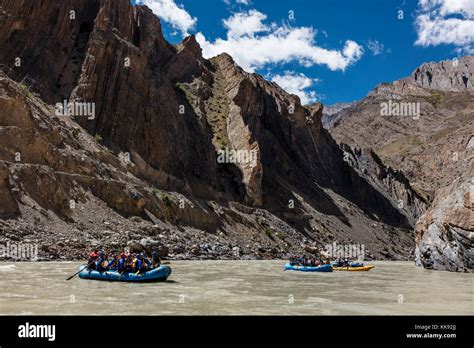 River Rafting Down The Zanskar River Gorge Considered The Grand Canyon