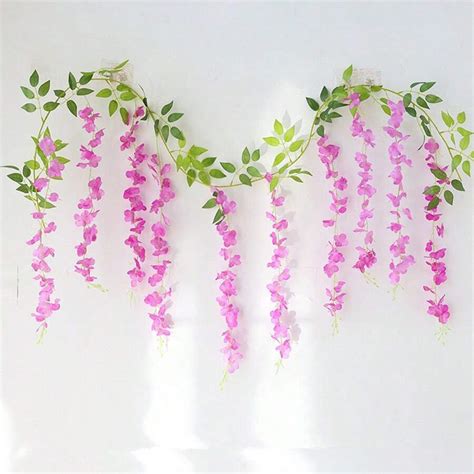 10 Branches Wisteria Hanging Flowers 7 2 Feet Artificial White Wisteria