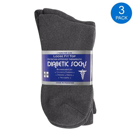 Diabetic Socks Mens And Women Crew Style Physicians Approved Socks 3 Pairs Size 9 11 Charcoal