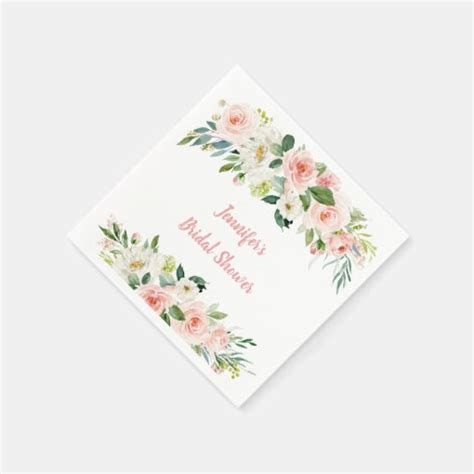 Blush Pink Floral Bridal Shower Napkins Zazzle