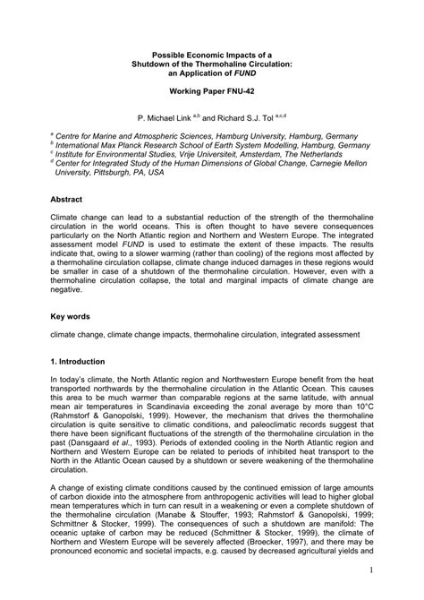 (PDF) Possible Economic Impacts of a Shutdown of the Thermohaline ...