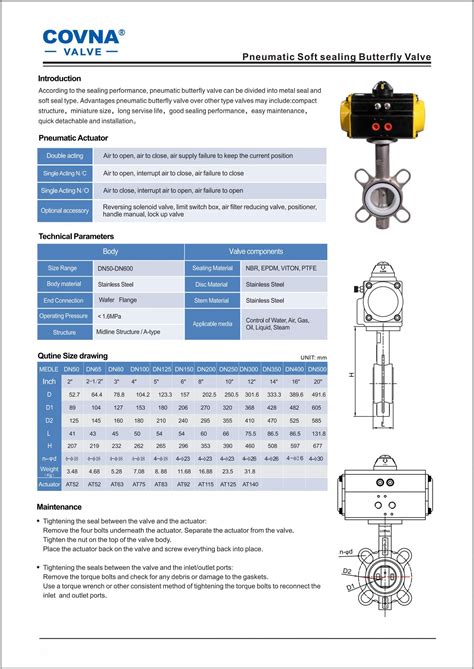 Stainless Steel Wafer Butterfly Valve With Pnuematic Actuator COVNA