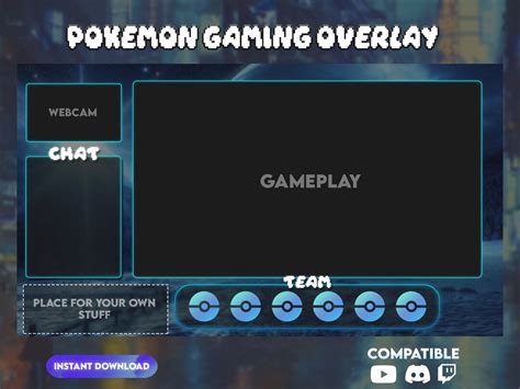 Pokemon Blue Neon Overlay Clean Pokemon Overlay Screen Twitch Overlay